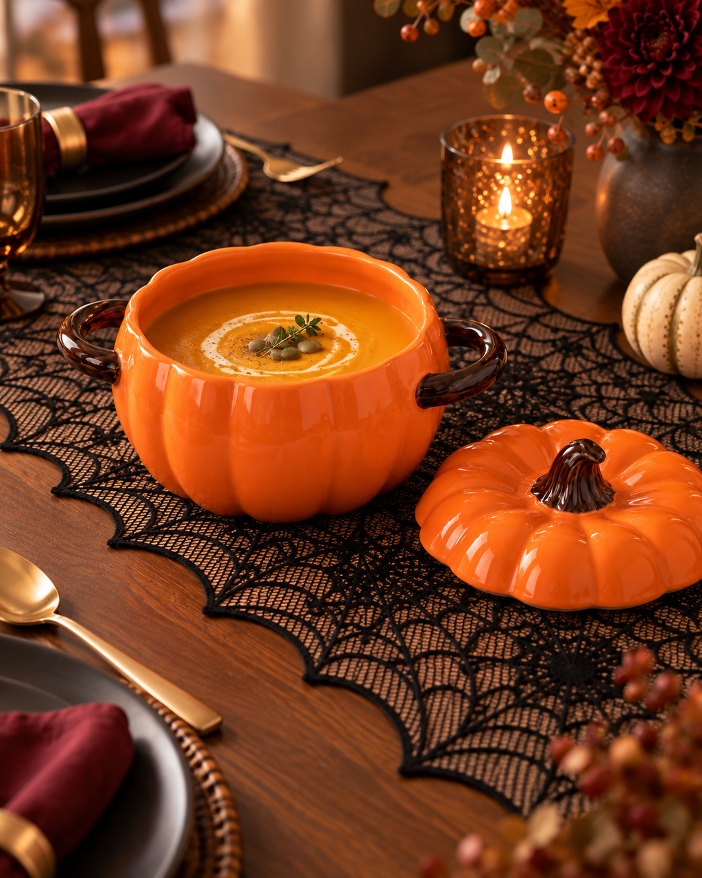 Ceramic Pumpkin Bowl with Lid – 800