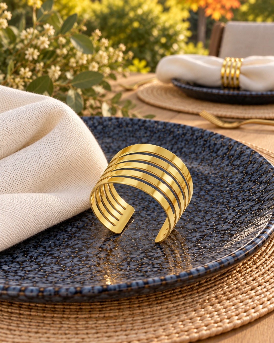 Elara Gold Napkin Rings — Set of 10