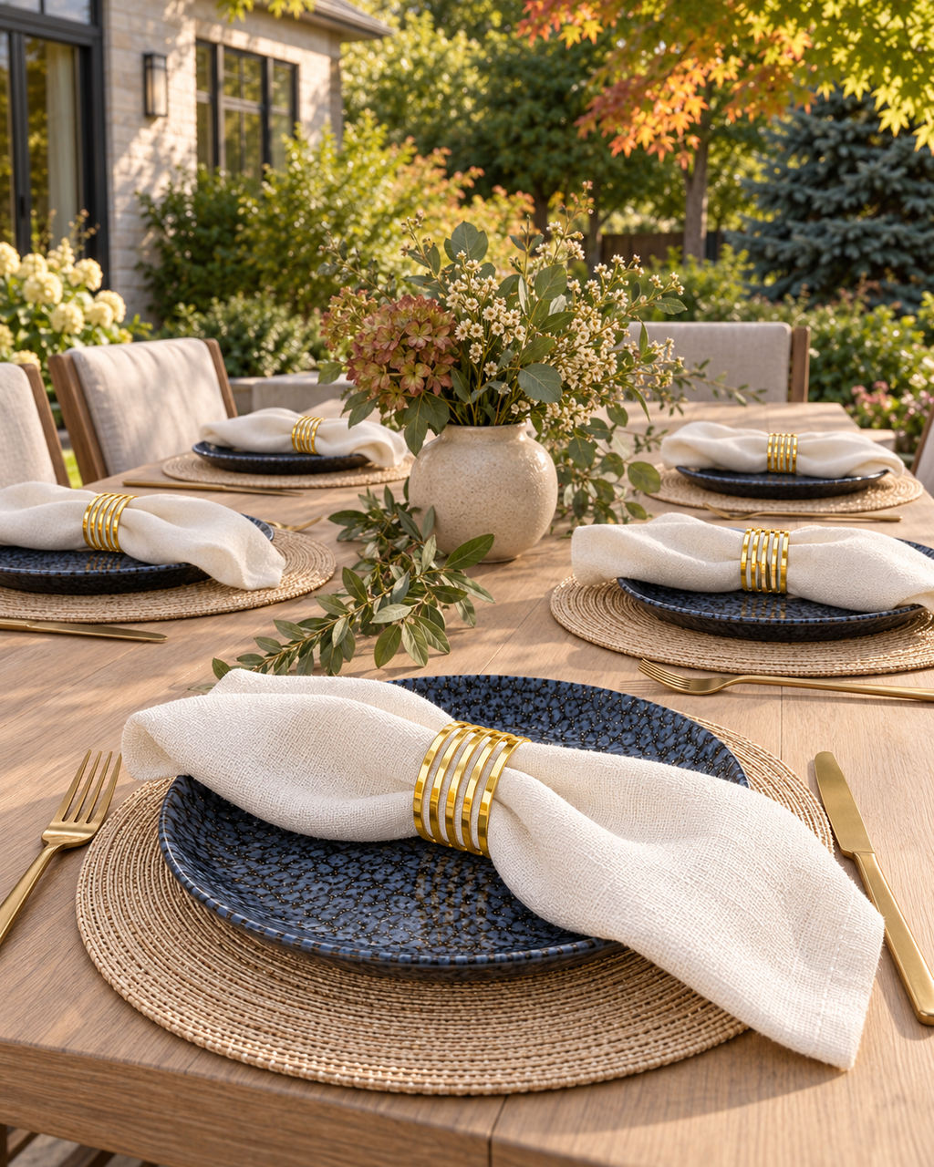 Elara Gold Napkin Rings — Set of 10