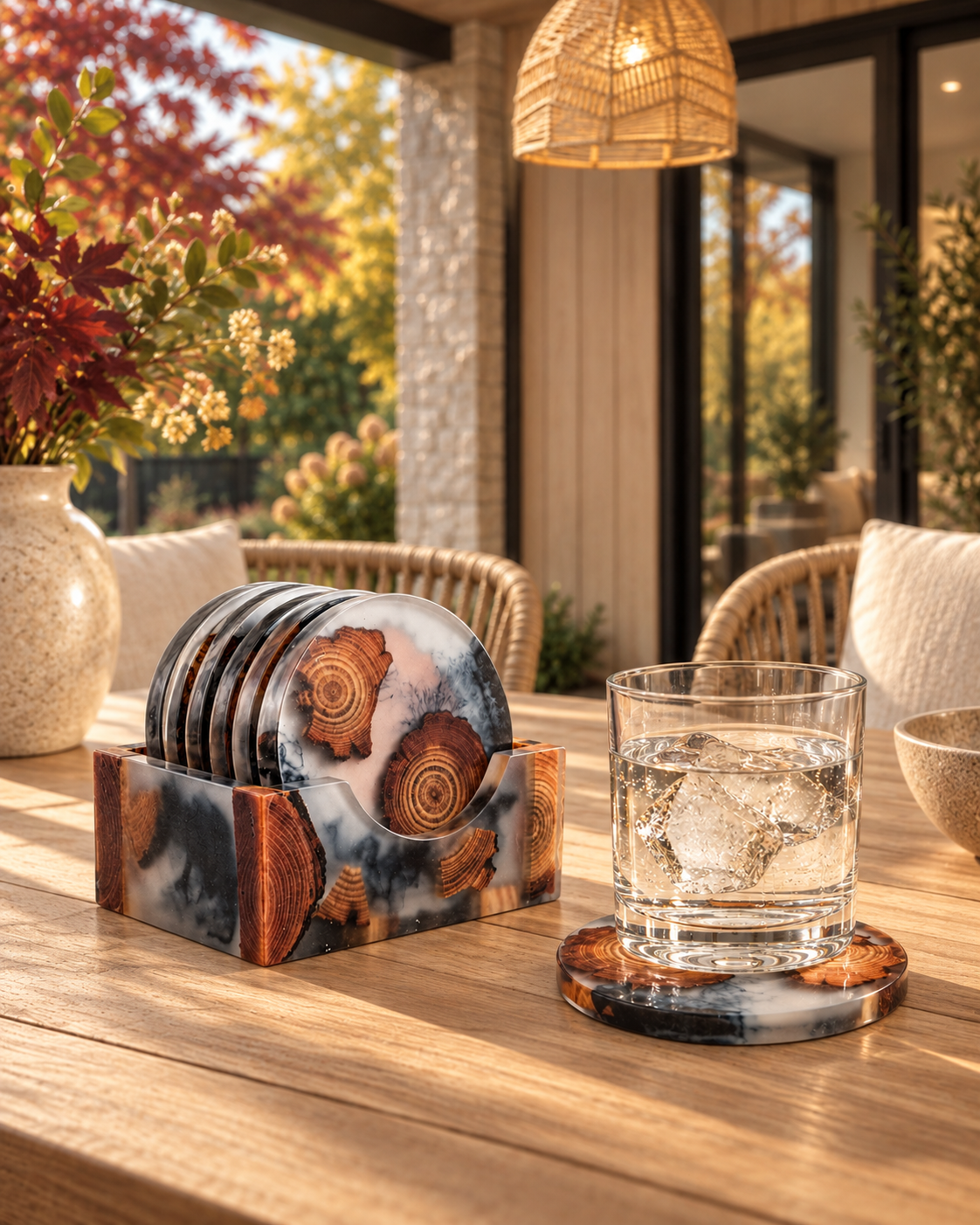 Sylva – Resin Coaster Set of 6 with Holder