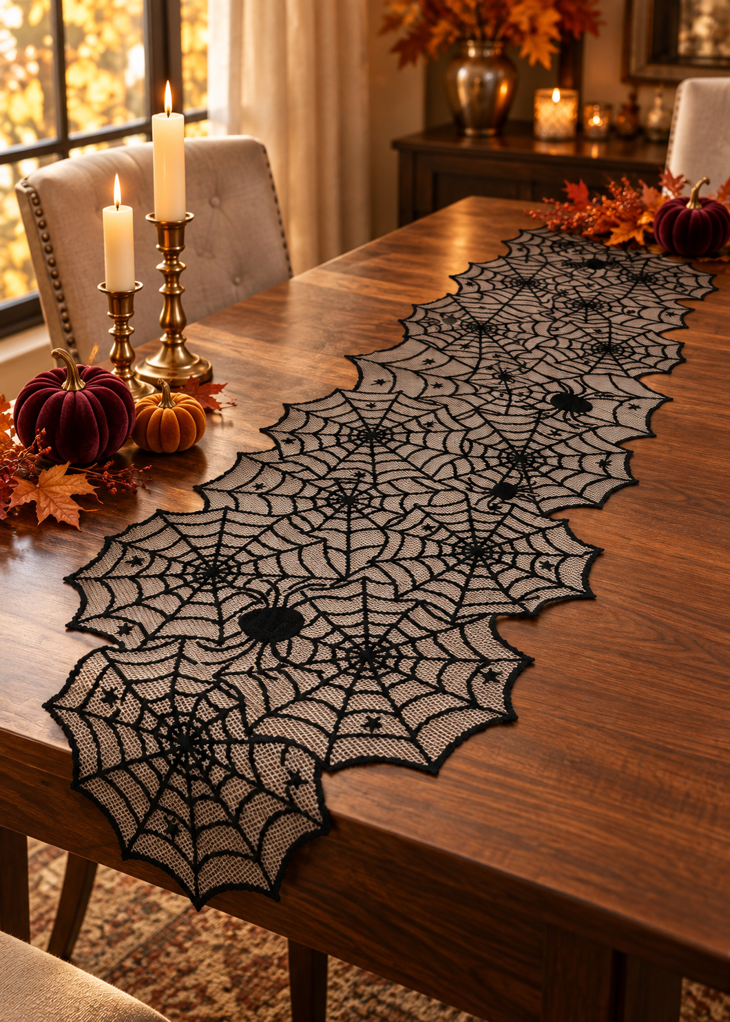 Halloween Spiderweb Lace Table Runner