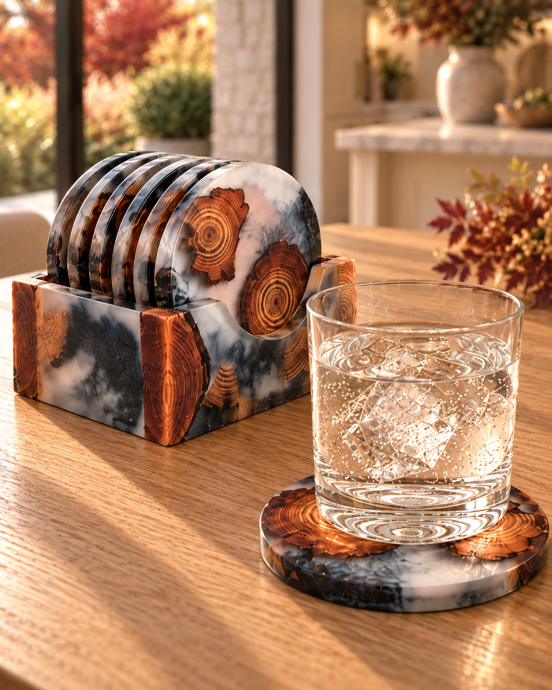 Sylva – Resin Coaster Set of 6 with Holder