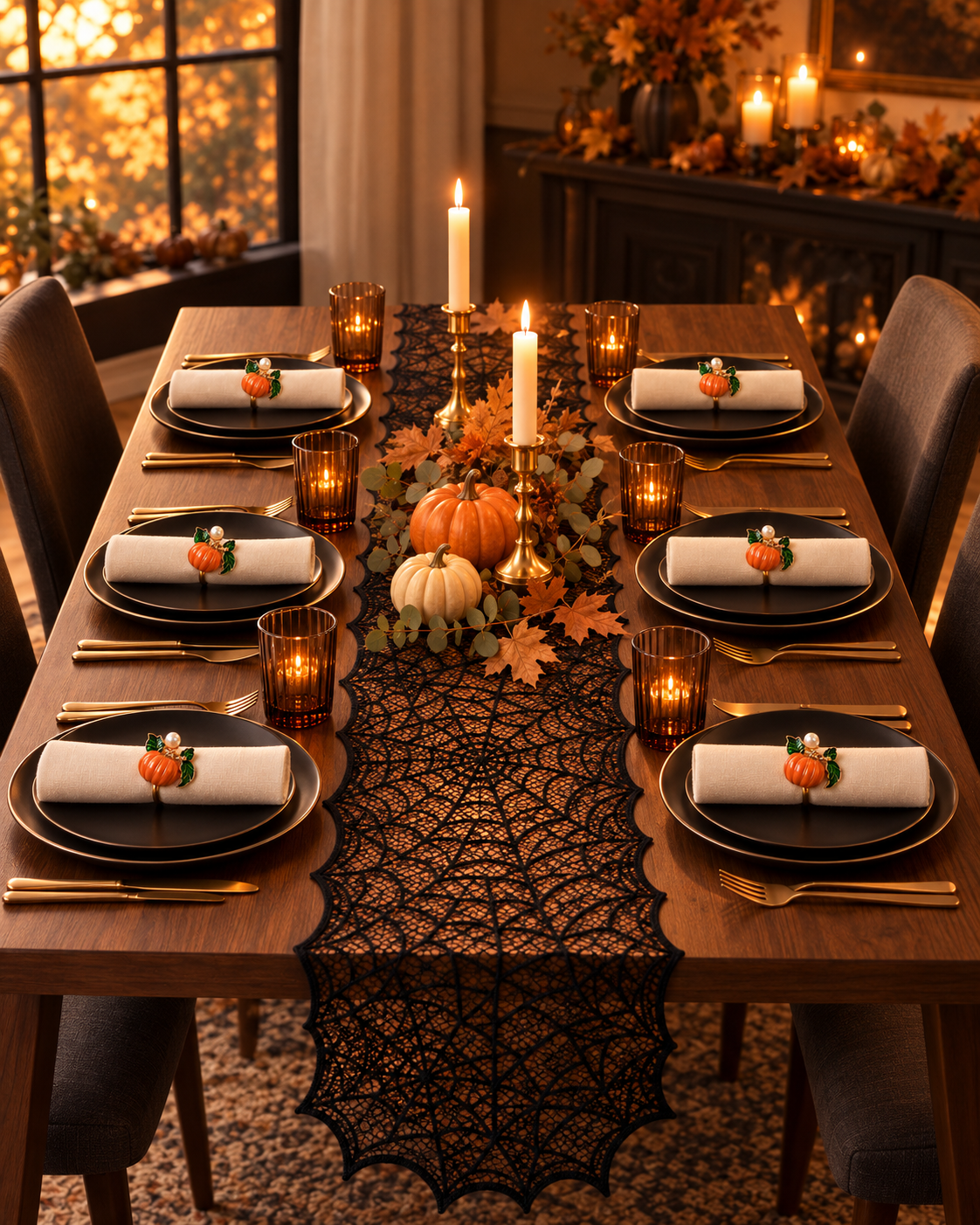 Pumpkin Napkin Rings with Pearl Detail – Set of 6