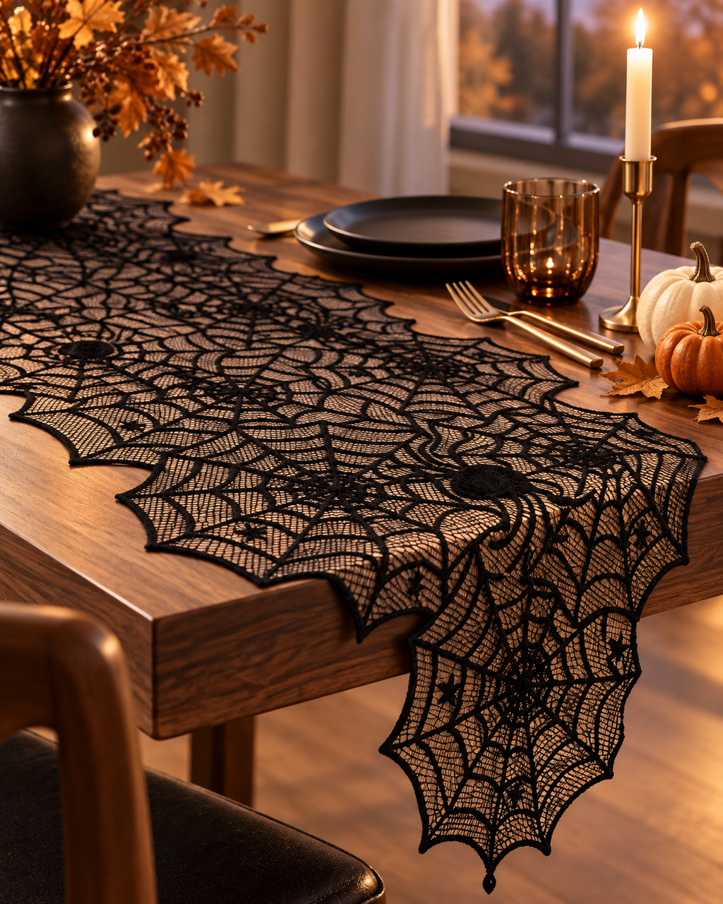 Halloween Spiderweb Lace Table Runner