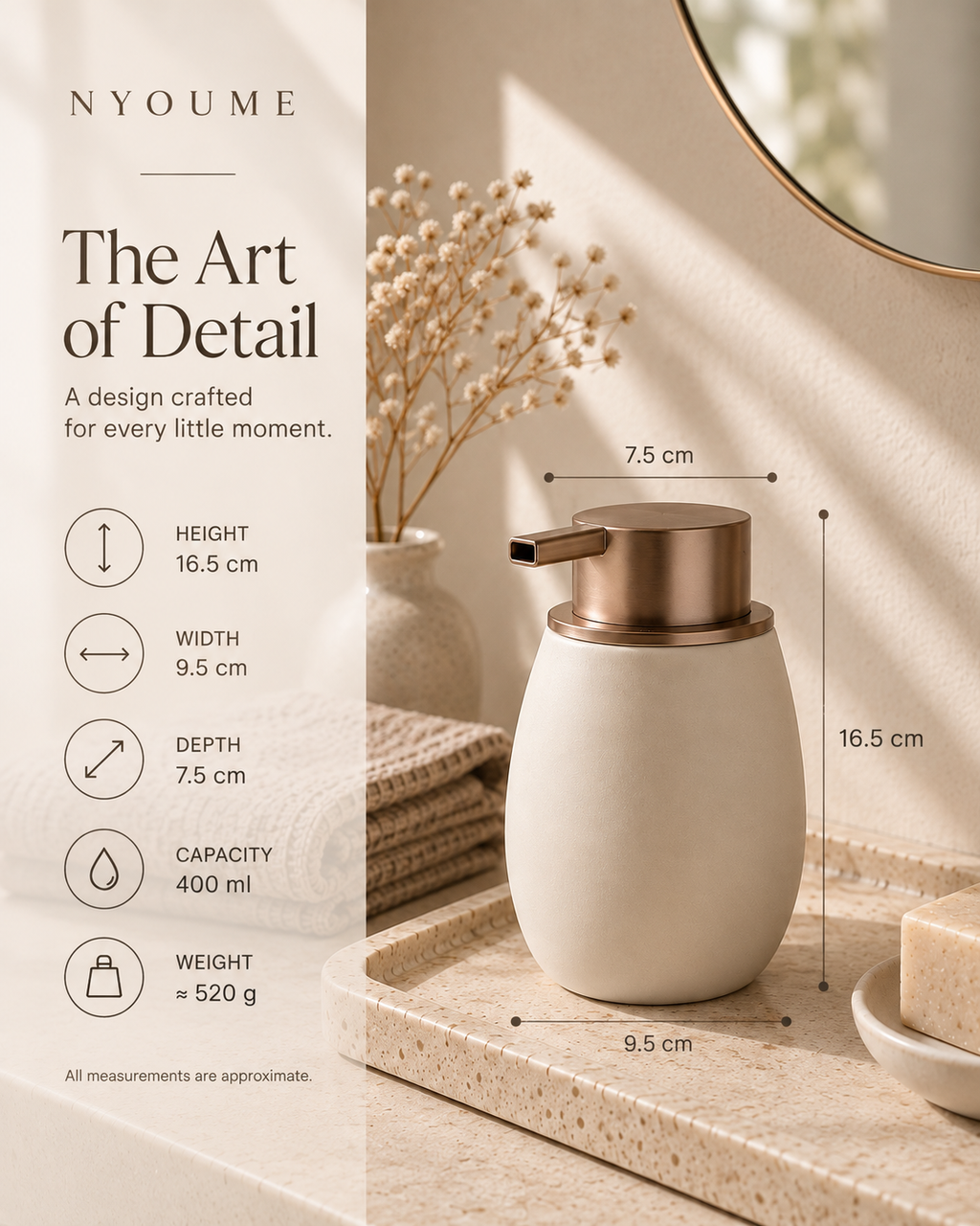 Marea ceramic soap dispenser by NYOUME