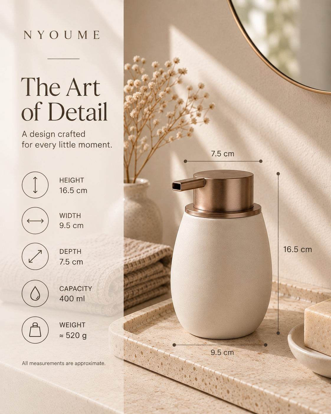 Marea ceramic soap dispenser by NYOUME
