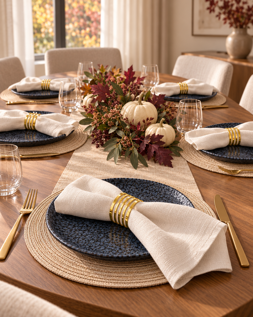 Elara Gold Napkin Rings — Set of 10