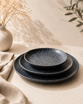 Pietra dark grey stone-textured ceramic plates by NYOUME