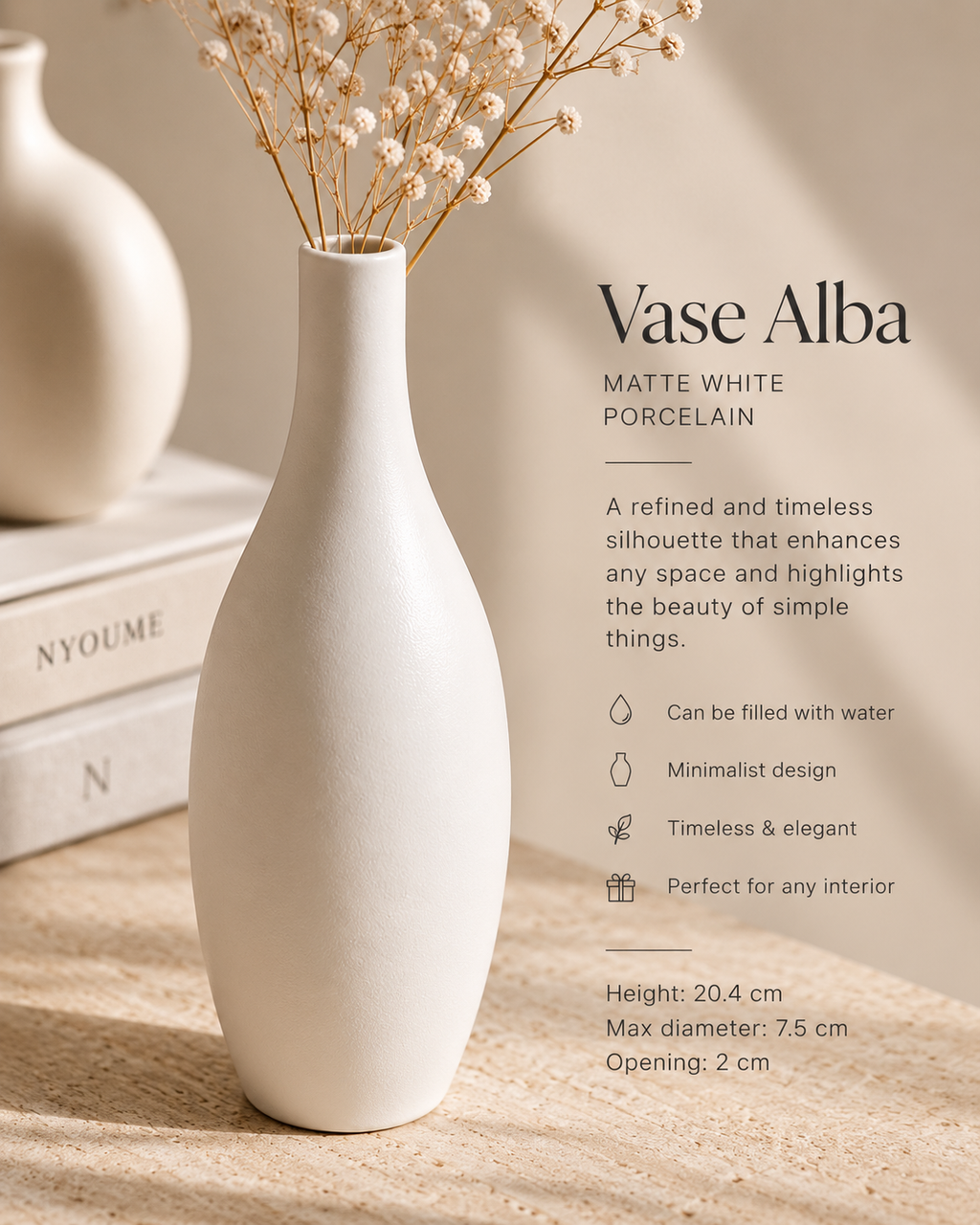 Alba white porcelain vase by NYOUME