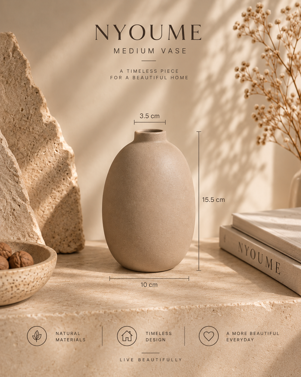 Sora sculptural textured ceramic vase by NYOUME