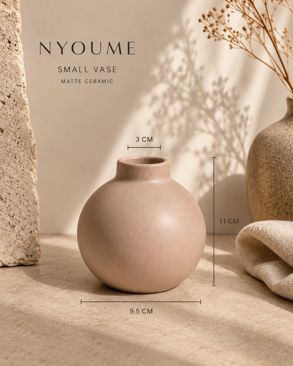 Sora sculptural textured ceramic vase by NYOUME