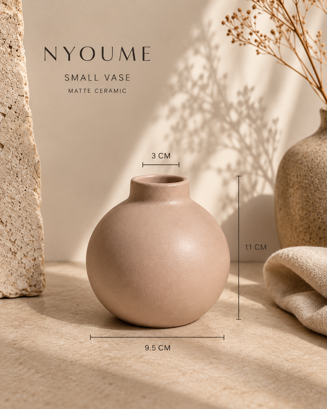 Sora sculptural textured ceramic vase by NYOUME