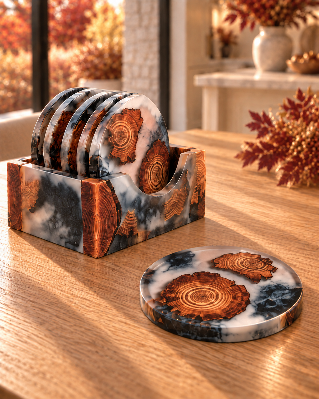 Sylva – Resin Coaster Set of 6 with Holder