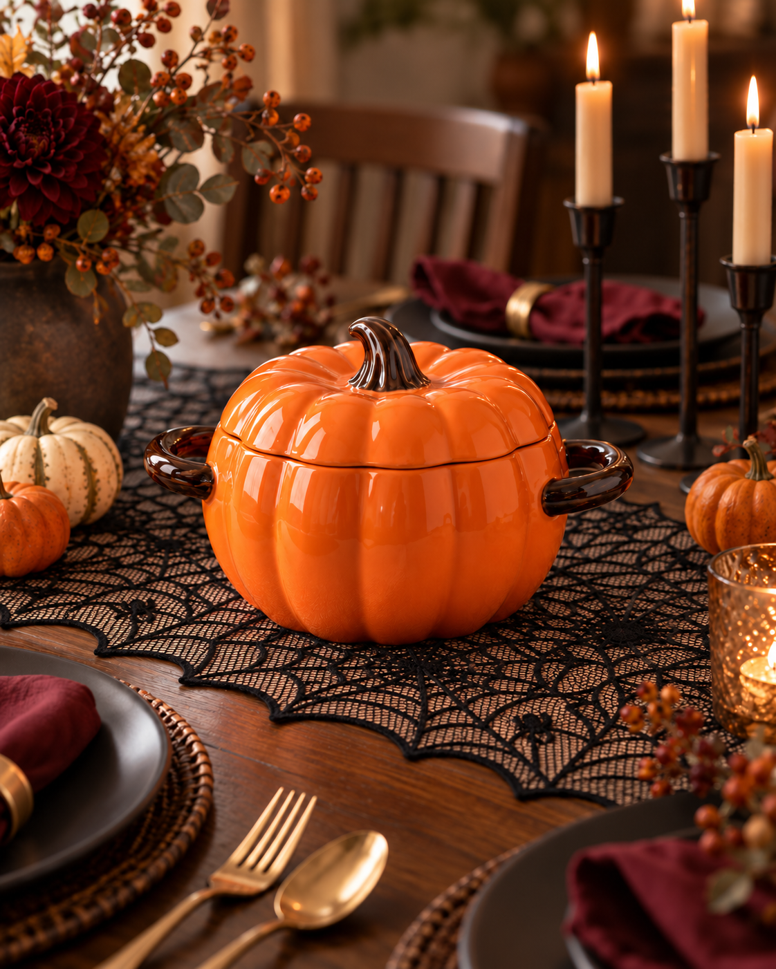 Ceramic Pumpkin Bowl with Lid – 800